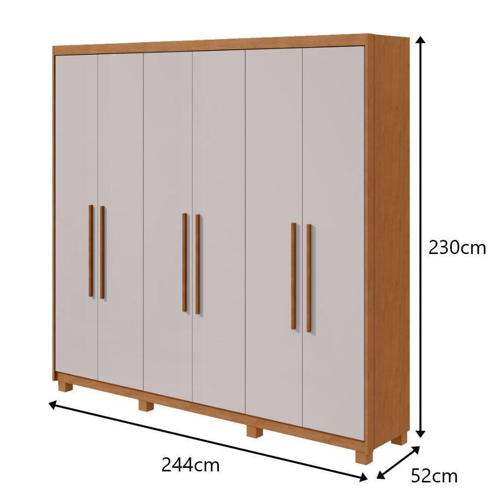 Guarda-roupas Casal Aries 6 Portas 5 Gavetas Sem Espelho Com Pés - Lopas Amendoa Clean/off White - 2