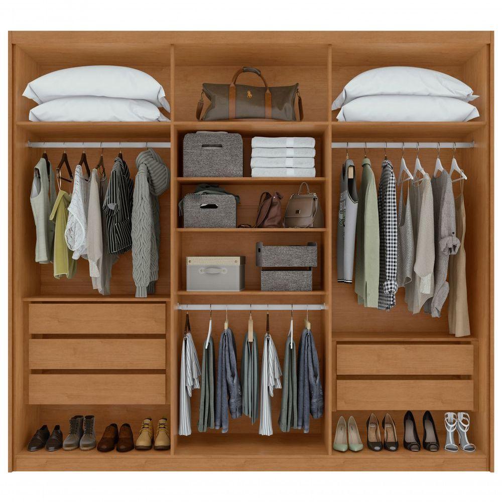 Guarda-roupas Casal Aries 6 Portas 5 Gavetas Sem Espelho Com Pés - Lopas Amendoa Clean/off White - 6