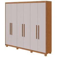 Guarda-roupas Casal Aries 6 Portas 5 Gavetas Sem Espelho Com Pés - Lopas Amendoa Clean/off White - 1