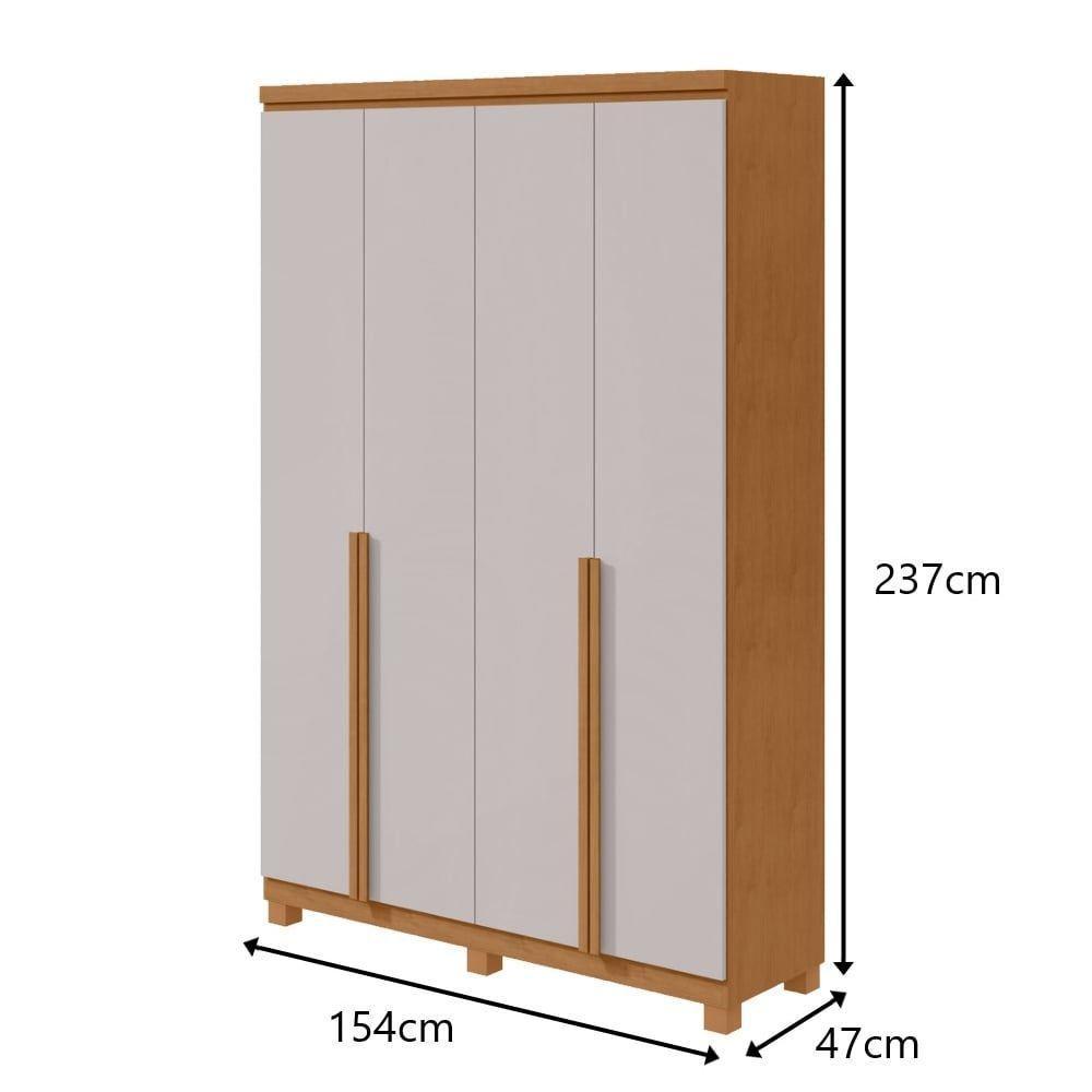Guarda-roupas 4 Portas 2 Gavetas 100% Mdf Alonzo Sem Espelho E Com Pés - Lopas Amendoa Clean/off White - 2