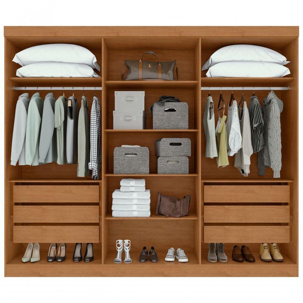 Guarda-roupas Casal Bertha 6 Portas 6 Gavetas Sem Espelho Com Pés- Lopas Amendoa Clean/off White - 6