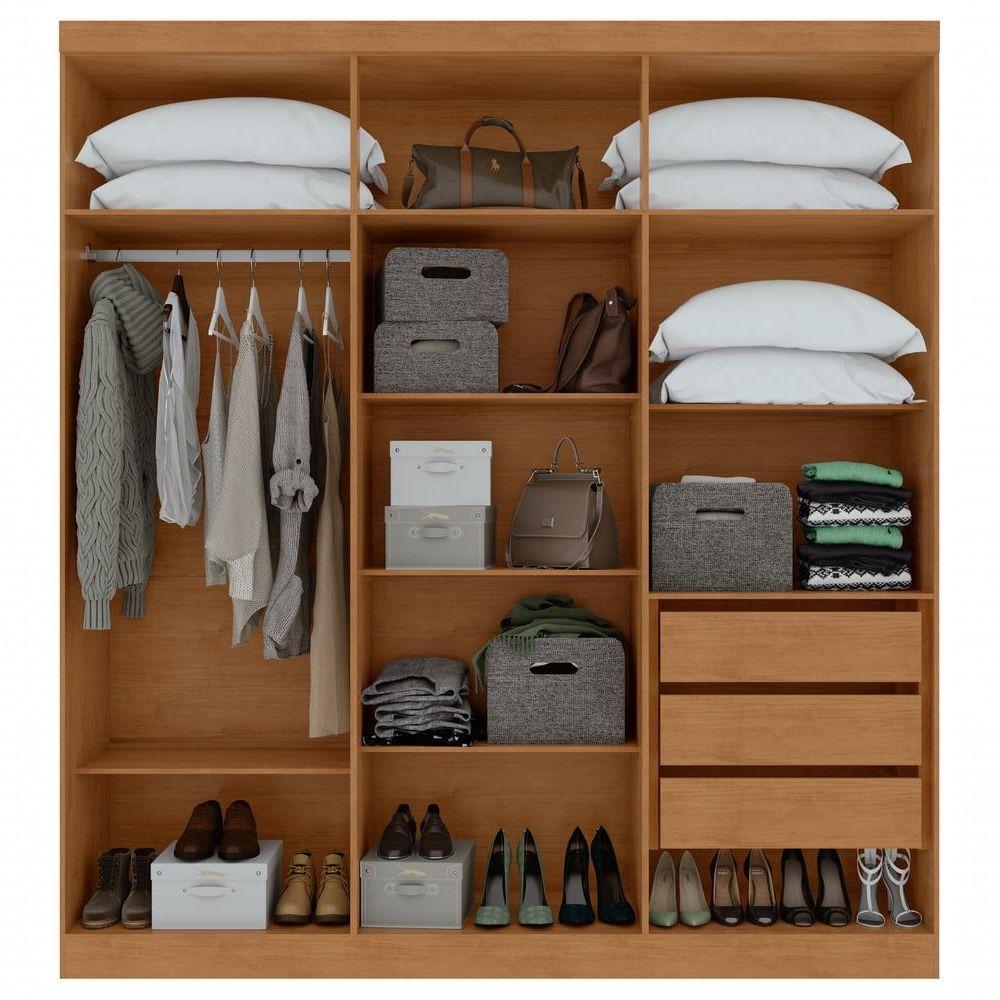 Guarda-roupas Casal 6 Portas 3 Gavetas Jazz Com Pés Sem Espelho - Lopas Amendoa Clean/off White. - 6