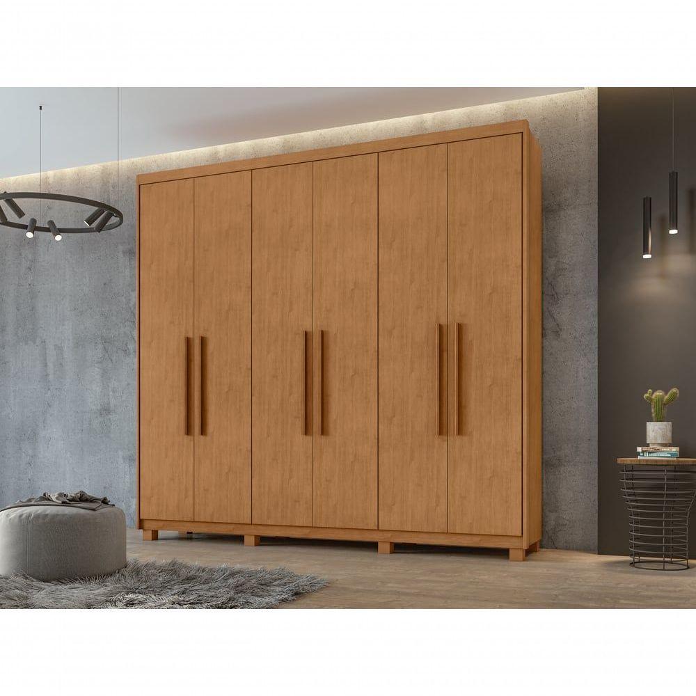 Guarda-roupas Casal Aries 6 Portas 5 Gavetas Sem Espelho Com Pés - Lopas Amendoa Clean. - 7