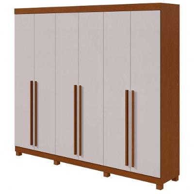 Guarda-roupas Casal Bertha 6 Portas 4 Gavetas Sem Espelho Com Pés - Lopas Frassino/off White.