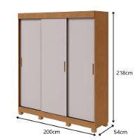 Guarda Roupa Saion 3 Portas Com Pés 1 Porta Glass - Lopas Amendoa Clean/off White. - 2