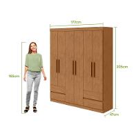 Guarda-roupas 6 Portas 4 Gavetas Com Pés Sem Espelho Zeus - Lopas Amendoa Clean. - 2