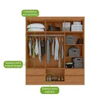 Guarda-roupas 6 Portas 4 Gavetas Com Pés Sem Espelho Zeus - Lopas Amendoa Clean. - 7