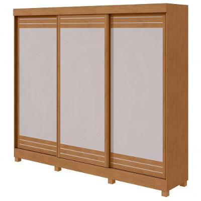 Guarda Roupa Casal Nice 3 Portas 4 Gavetas Amendoa Clean-off White MDP-MDF