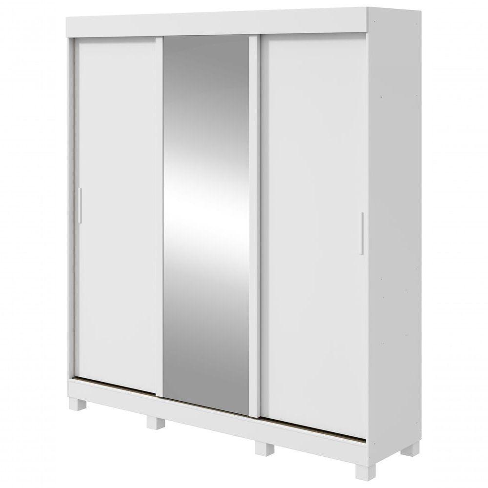Guarda Roupa Saion 3 Portas Com Pés 1 Porta Glass - Lopas Branco. - 1