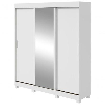 Guarda Roupa Saion 3 Portas Com Pés 1 Porta Glass - Lopas Branco.