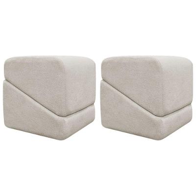 Kit 2 Puff Decorativo Para Sala Sense Boucle Persa Bege Bouclé