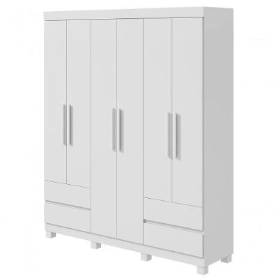 Guarda Roupa Casal Zeus 6 Portas 4 Gavetas Branco MDP Móveis Lopas