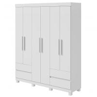 Guarda-roupas 6 Portas 4 Gavetas Com Pés Sem Espelho Zeus - Lopas Branco - 1