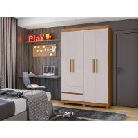 Guarda-roupas Solteiro 4 Portas 2 Gavetas Sem Espelho Com Pés Zeus - Lopas Amendoa Clean/off White. - 7