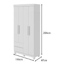Guarda-roupas Solteiro 4 Portas 2 Gavetas Sem Espelho Com Pés Zeus - Lopas Branco. - 2