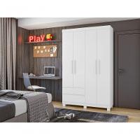 Guarda-roupas Solteiro 4 Portas 2 Gavetas Sem Espelho Com Pés Zeus - Lopas Branco. - 7