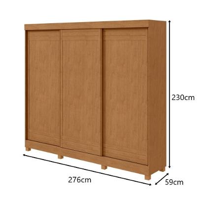 Guarda Roupa Casal Nice 3 Portas 4 Gavetas Amendoa Clean MDP Móveis Lopas