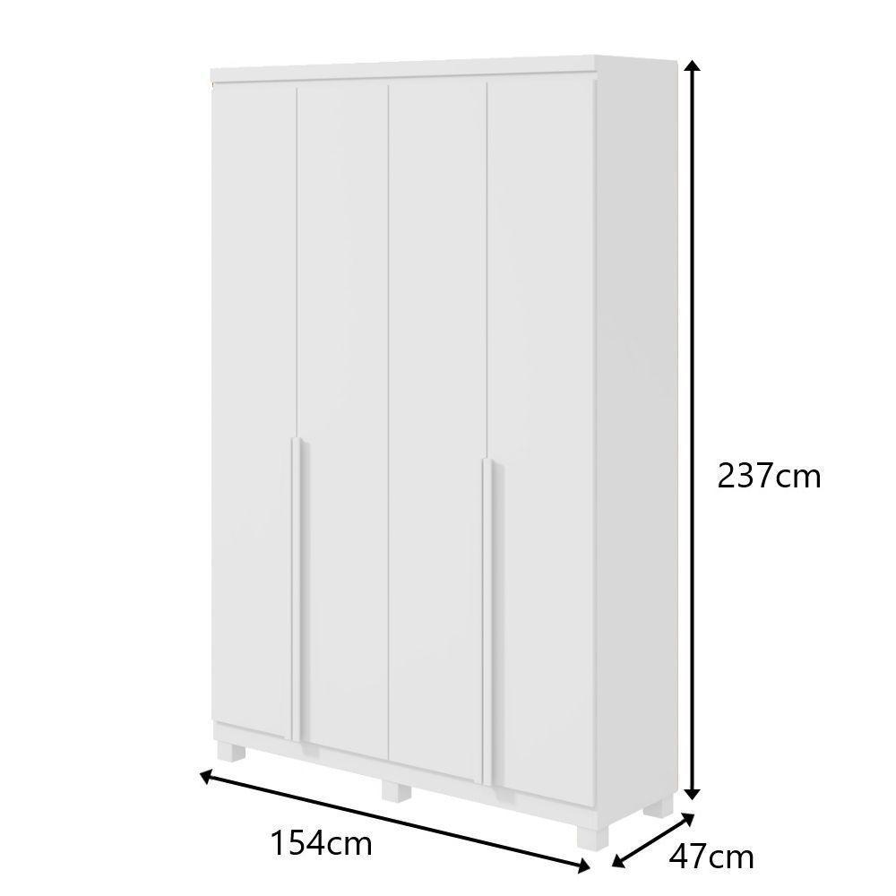 Guarda-roupas 4 Portas 2 Gavetas 100% Mdf Alonzo Sem Espelho E Com Pés - Lopas Branco - 2