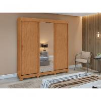 Guarda Roupa Saion 3 Portas Com Pés 1 Porta Glass - Lopas Amendoa Clean. - 7