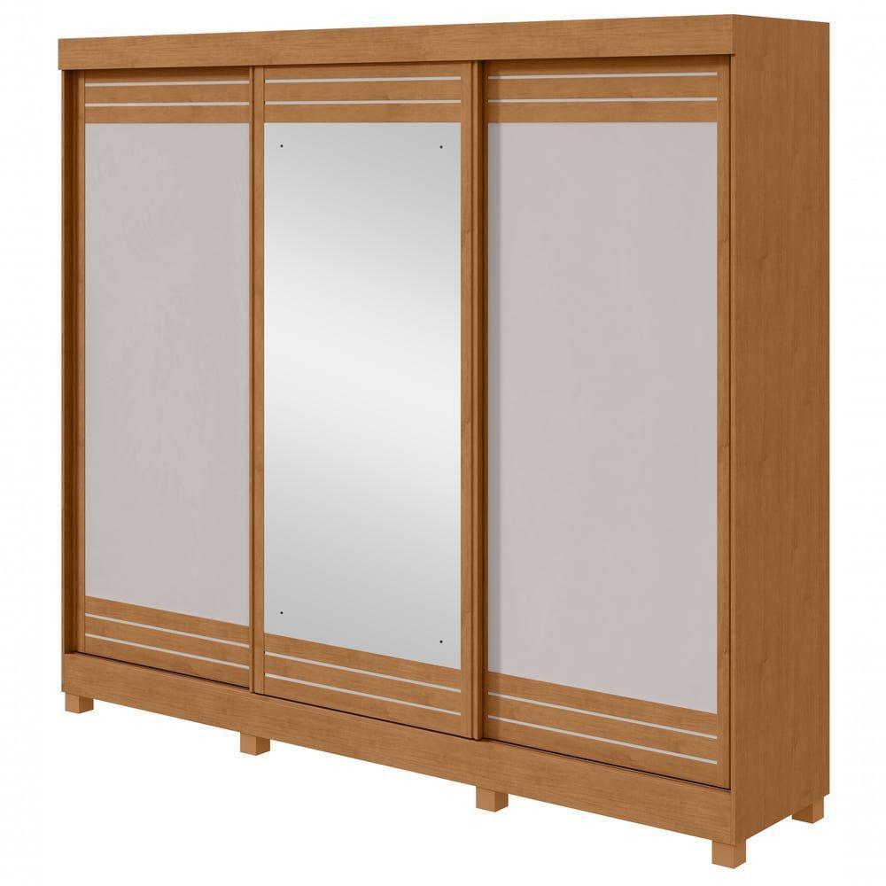 Guarda-roupas Casal Nice 3 Portas 1 Espelho 4 Gavetas Flex Com Pés - Lopas Amendoa Clean/off White. - 1