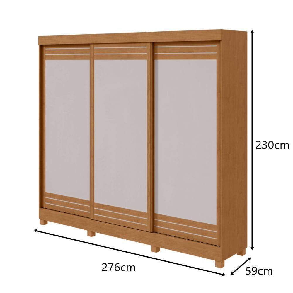 Guarda-roupas Casal Nice 3 Portas 1 Espelho 4 Gavetas Flex Com Pés - Lopas Amendoa Clean/off White. - 2