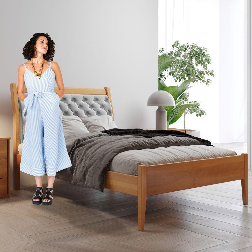 Cama Solteiro 90cm Vivare Amêndoa Mel/tecido Welutop Josandro Amêndoa Mel/tecido Welutop - 7