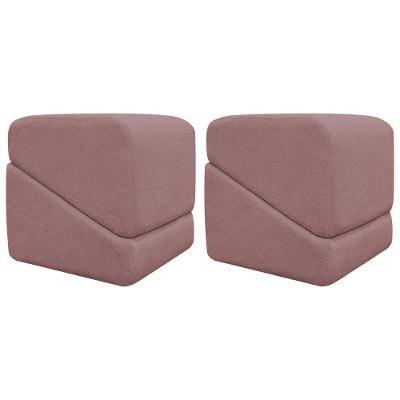 Kit 2 Puff Decorativo Para Sala Sense Persa Azaleia Bouclé