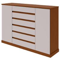 Comoda Sapateira Vedra 7 Gavetas 2 Portas - Lopas Frassino/off White. - 1