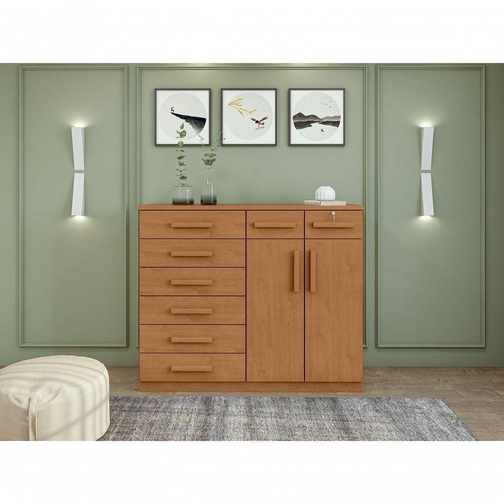 Comoda Toronto 2 Portas 8 Gavetas - Lopas Amendoa Clean. - 7