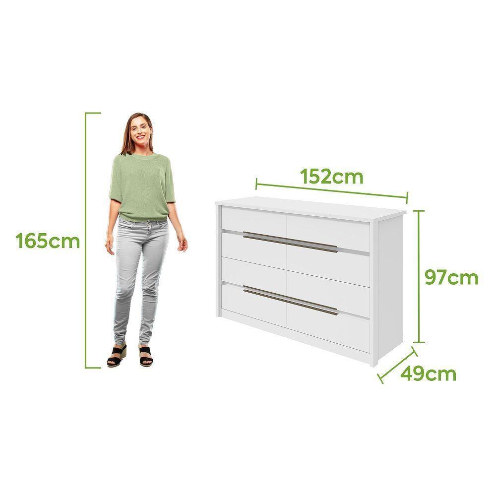 Comoda Urban 8 Gavetas - Lopas Branco. - 2