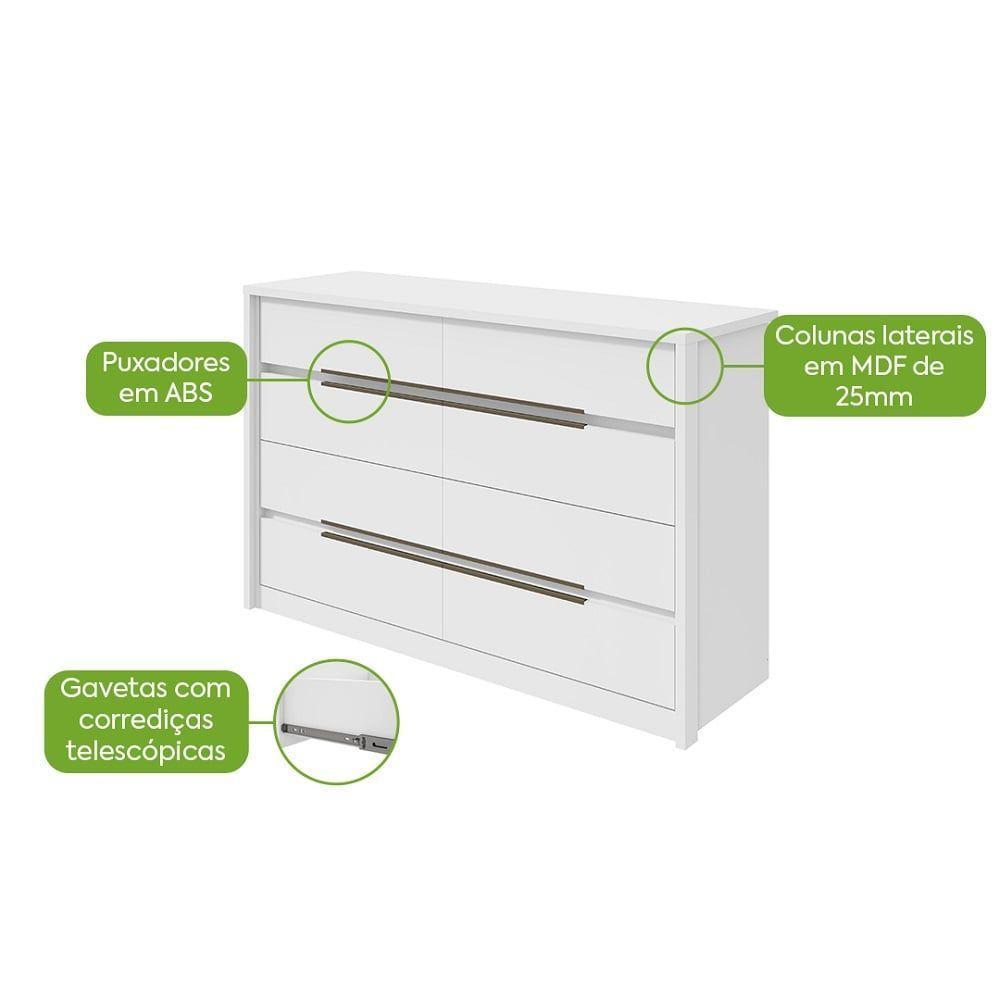 Comoda Urban 8 Gavetas - Lopas Branco. - 5