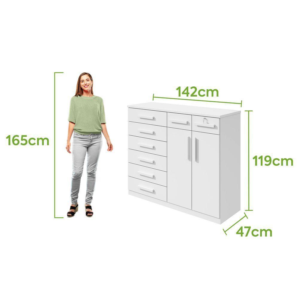 Comoda Toronto 2 Portas 8 Gavetas - Lopas Branco. - 2