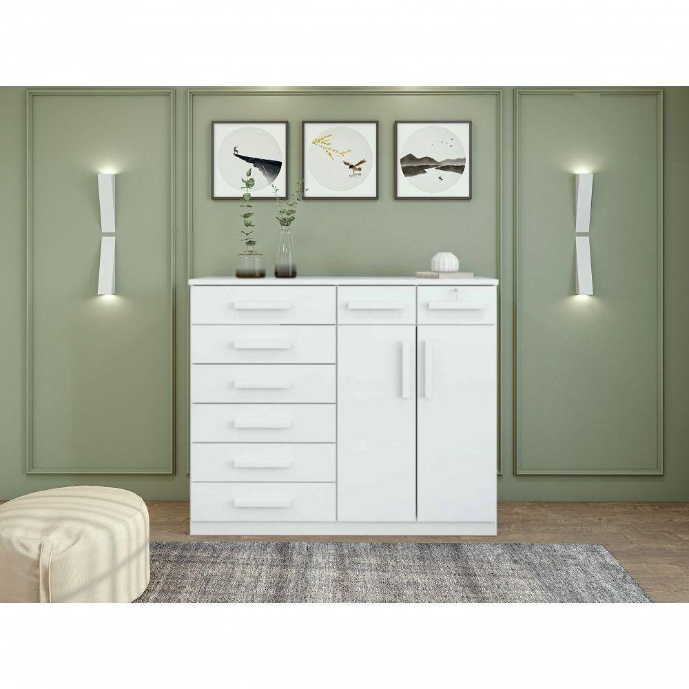 Comoda Toronto 2 Portas 8 Gavetas - Lopas Branco. - 7