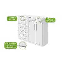 Comoda Toronto 2 Portas 8 Gavetas - Lopas Branco. - 6