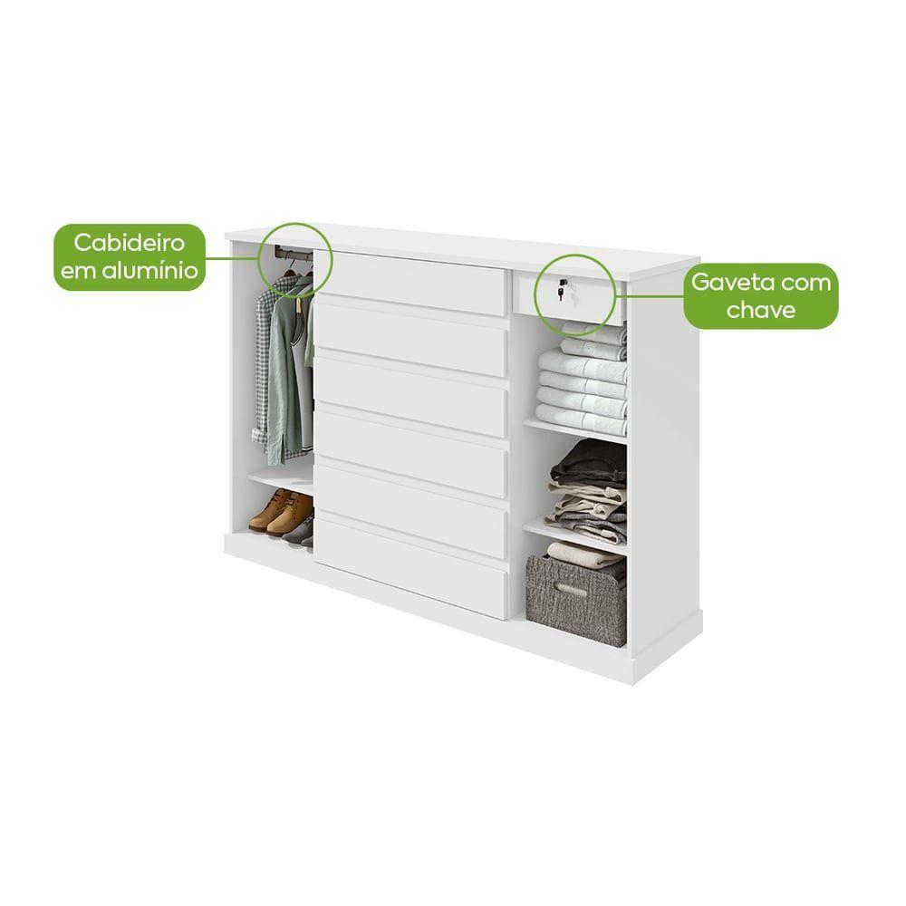 Comoda Sapateira Vedra 7 Gavetas 2 Portas - Lopas Branco. - 7