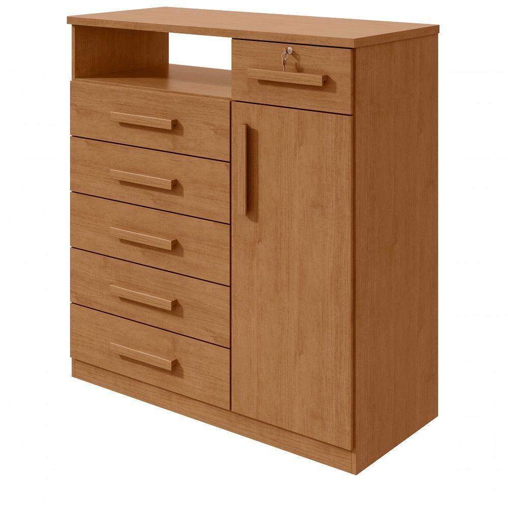 Comoda 1 Porta 6 Gavetas 1 Nicho Da Vinci - Lopas Amendoa Clean. - 1