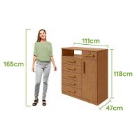 Comoda 1 Porta 6 Gavetas 1 Nicho Da Vinci - Lopas Amendoa Clean. - 2