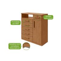 Comoda 1 Porta 6 Gavetas 1 Nicho Da Vinci - Lopas Amendoa Clean. - 6