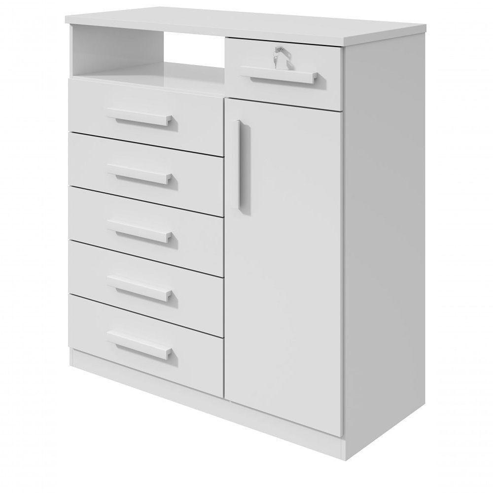 Comoda 1 Porta 6 Gavetas 1 Nicho Da Vinci - Lopas Branco. - 1