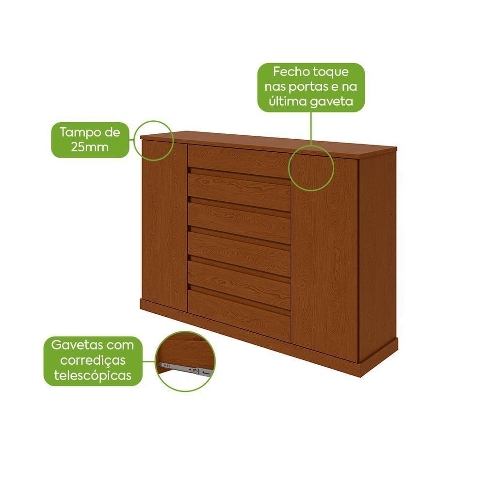 Comoda Sapateira Vedra 7 Gavetas 2 Portas - Lopas Frassino. - 4