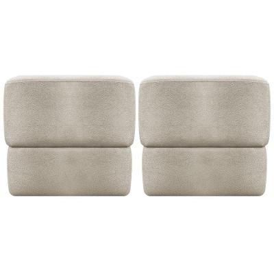 Kit 2 Puff Decorativo Para Sala Aloy Persa Bege Bouclé