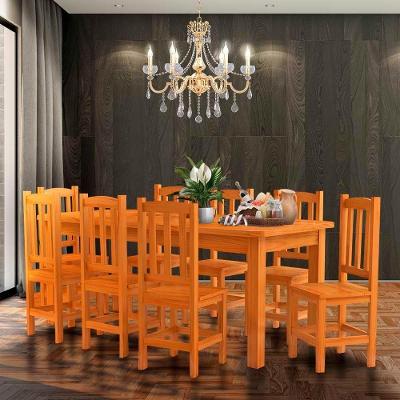Conjunto Mesa De Jantar Com 8 Cadeiras Madeira Maciça 200cm Marrom Santana Jm Móveis