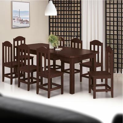 Conjunto Mesa Com 8 Cadeiras Madeira Maciça 200cm Castanho Amelia Shop Jm