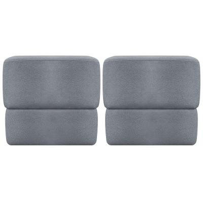 Kit 2 Puff Decorativo Para Sala Aloy Persa Cinza Bouclé