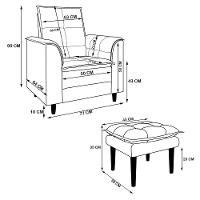 Poltrona Amamentação Confortável Com Puff Ayla Linho cinza