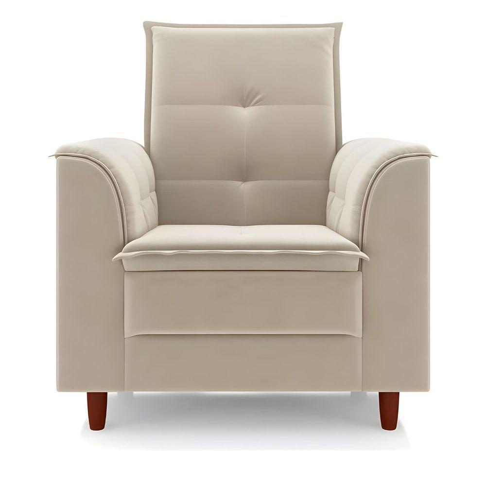 Poltrona Amamentação Confortável Com Puff Ayla Suede bege - 4