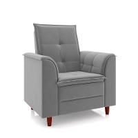 Poltrona Decorativa Amamentação Reforçada Puff Luly Veludo cinza