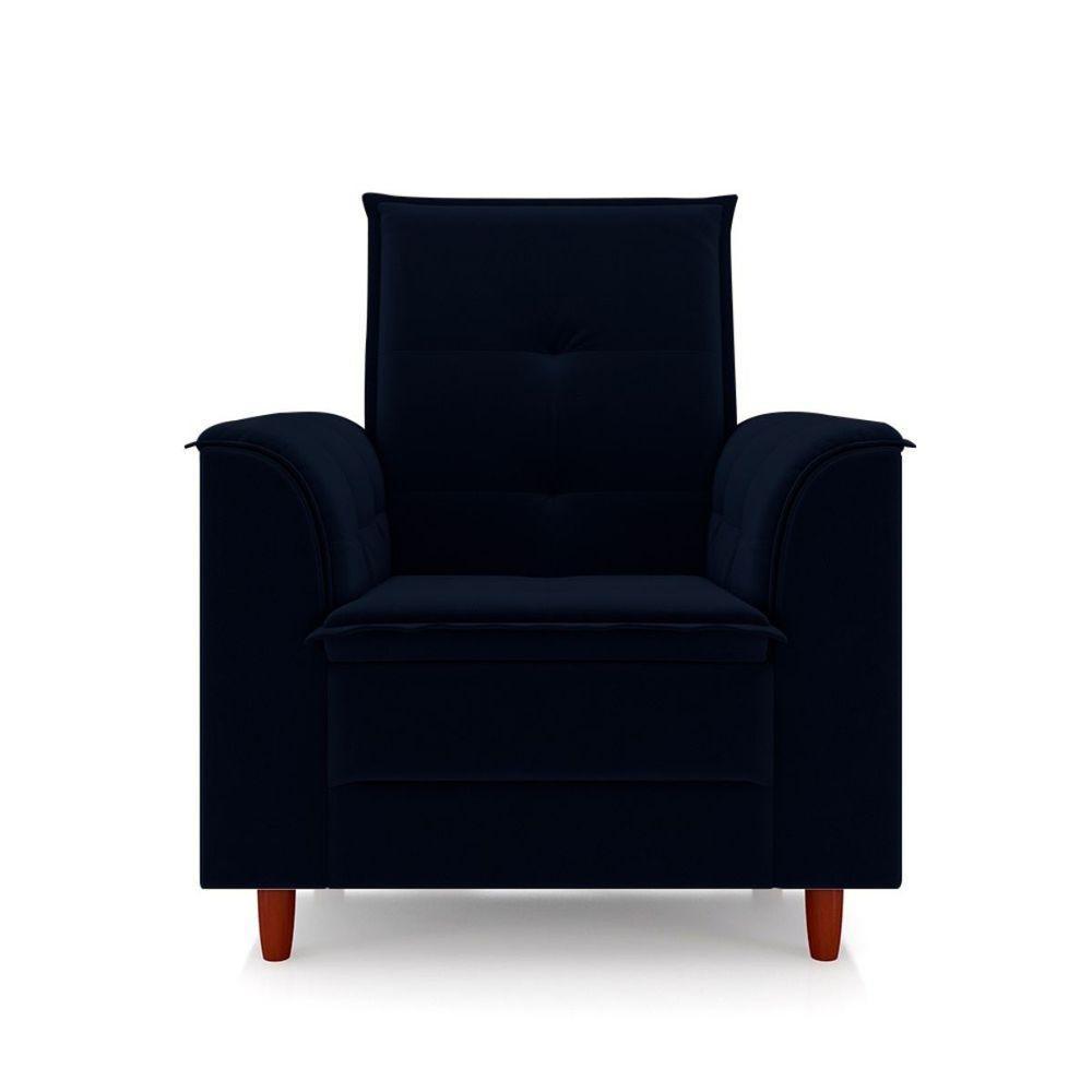 Poltrona Decorativa Amamentação Reforçada Puff Luly Veludo azul Marinho - 8