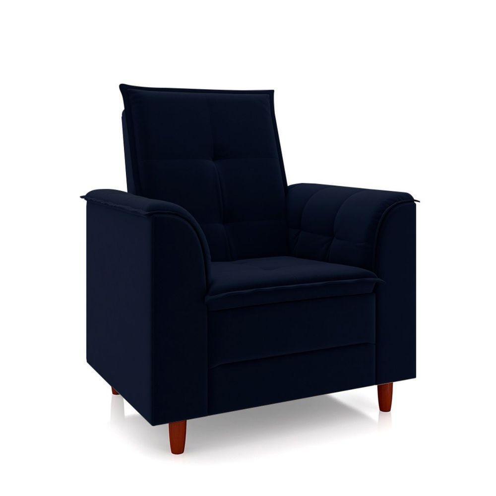 Poltrona Amamentação Confortável Com Puff Ayla Suede azul Marinho - 6