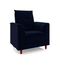 Poltrona Amamentação Confortável Com Puff Ayla Suede azul Marinho - 6